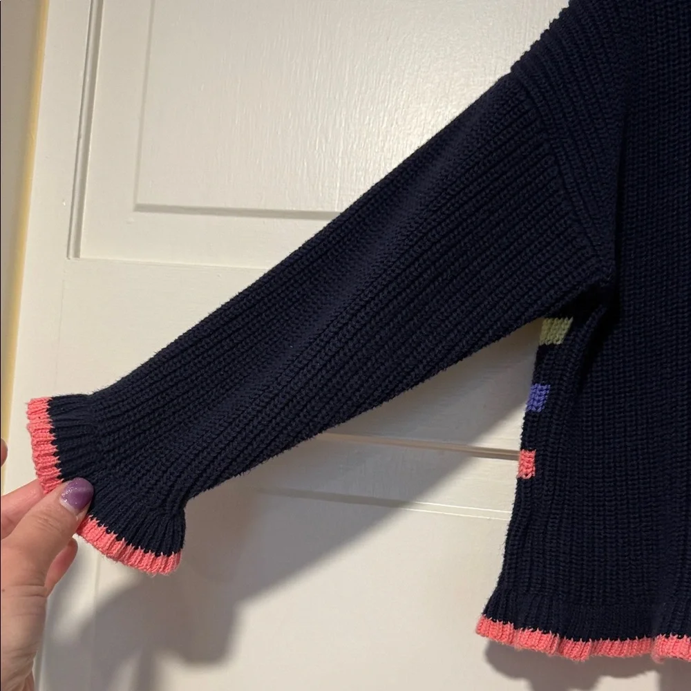 Gap Baby Striped Navy Crewneck Sweater with Multicolor Bands 100% cotton 3T